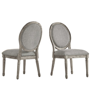 Homelegance By Top-Line Mayer Round Linen and Wood Dining Chairs (Set of 2) Grey Rubberwood