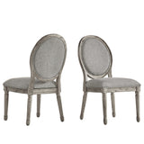 Mayer Round Linen and Wood Dining Chairs (Set of 2)