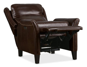 Hooker Furniture Henley Luxe Power Recliner In Top-Grain Aniline Leather With Power Headrest And Usb Charging Brown RC826-PH-089