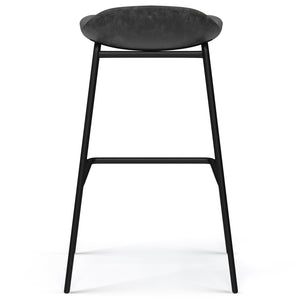 English Elm Dafney Bar Stool Set Of 2 - Sleek Distressed Charcoal Grey Vegan Leather For Modern Spaces B136P158578