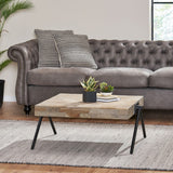 Christopher Knight Home® Industrial Mango Wood Coffee Table - Handcrafted Design, Iron Frame - 27.5