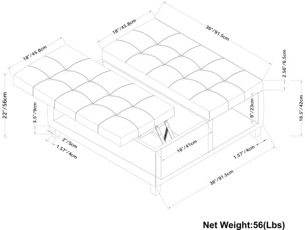 English Elm Harrison Coffee Table Storage Ottoman In Denim Blue - Stylish, Multi-Functional, And Durable Design B136P159143
