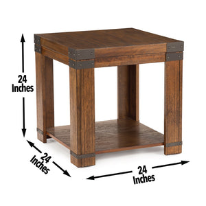 English Elm Steve Silver - Modern Industrial Lift-Top End Table - Hardwood Solids, Mango Veneers - Medium Cherry Finish, Metal Bracket Accents - Functional And Stylish Design