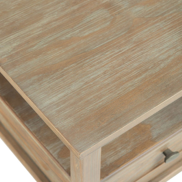 English Elm Warm Handcrafted Square Coffee Table - Distressed Grey With Storage & Shaker Style Charm B136P159735-GIGA