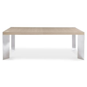 Bernhardt Bernhardt Modulum Dining Table With Sahara Veneer Top, Polished Stainless Angled Legs, Extensible 315222