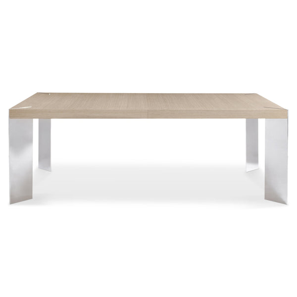 Bernhardt Bernhardt Modulum Dining Table With Sahara Veneer Top, Polished Stainless Angled Legs, Extensible 315222
