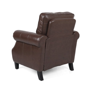 English Elm Club Chair Faux Leather Deep Seat Lounge with Dark Birch Legs for Living Room 71403.00PUDBRN