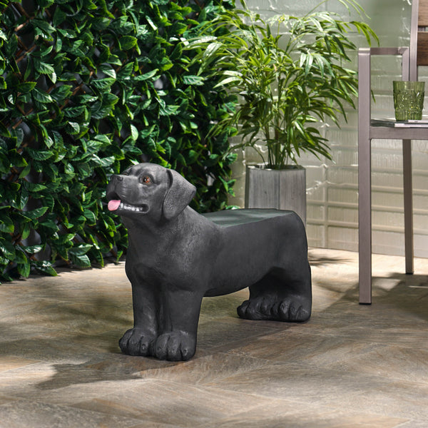 English Elm Christopher Knight Home® - MGO Labrador Dog Bench Lightweight Concrete Outdoor Seat in Matte Black — No Assembly, Durable Decor 72984.00