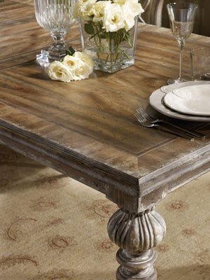 Hooker Furniture Chatelet Caramel Froth Rectangular Dining Table With Two 18" Leaves — Farmhouse Charm, Solid Wood Craftsmanship 5300-75200