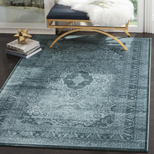 Safavieh Vintage 264 Power Loomed Rug Light Blue / Dark Blue 4' x 5'-7"