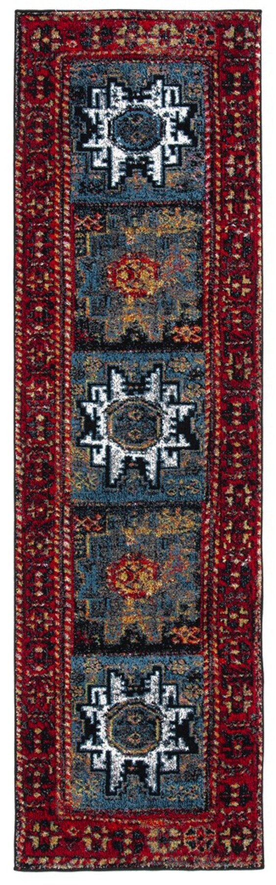 Safavieh Vintage Hamadan 213 Power Loomed Transitional Rug Red / Light Blue 6'-7" x 9'