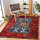 Safavieh Vintage Hamadan 213 Power Loomed Transitional Rug Red / Light Blue 6'-7" x 9'