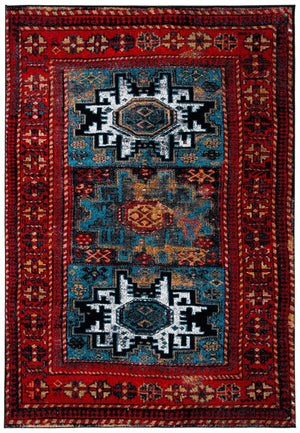 Safavieh Vintage Hamadan 213 Power Loomed Transitional Rug Red / Light Blue 6'-7" x 9'