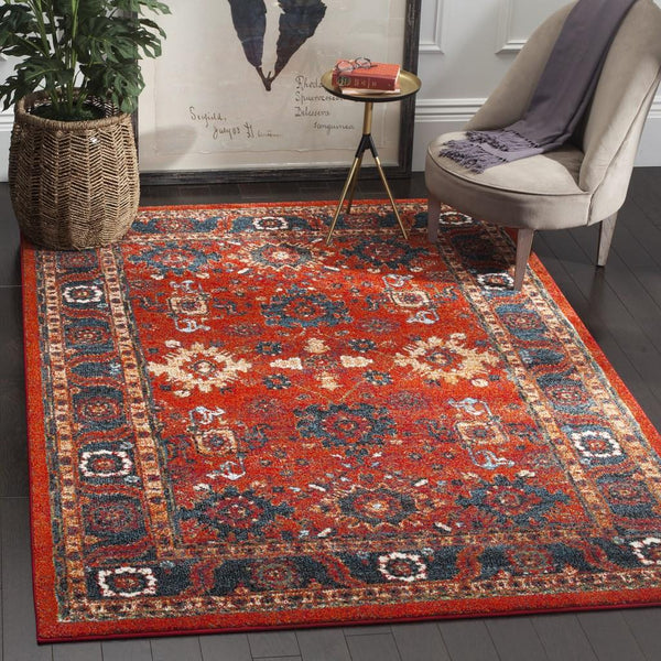 Safavieh Vintage Hamadan 214 Power Loomed Transitional Rug Orange / Blue VTH214C-5SQ