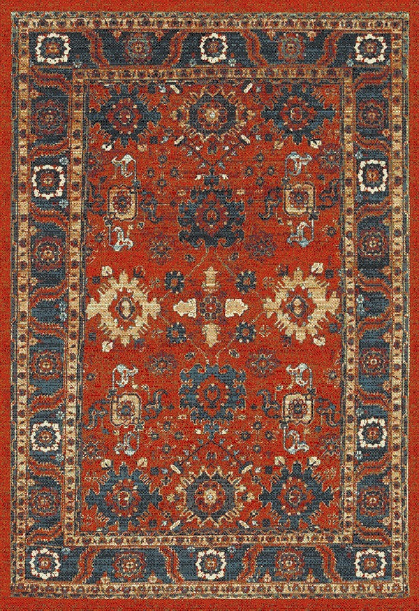 Safavieh Vintage Hamadan 214 Power Loomed Transitional Rug Orange / Blue VTH214C-5SQ