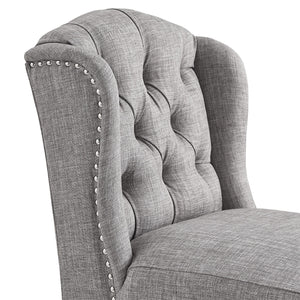 Homelegance By Top-Line Morrigan Tufted Linen Wingback Stools (Set of 2) Brown Rubberwood