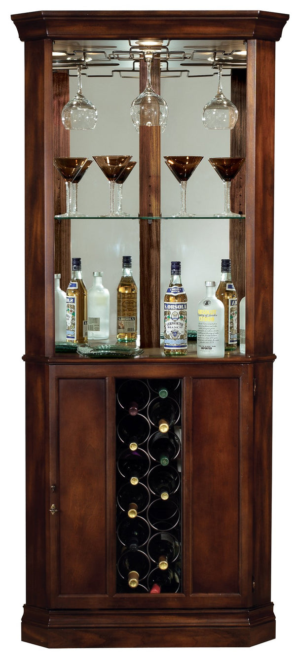 Hekman Furniture 690000 Elegant Wine & Bar Cabinet With Ample Storage, Touch-lite & Glass Panels For Stylish Home Decor Rustic Cherry Piedmont Corner Wine Cabinet 690000