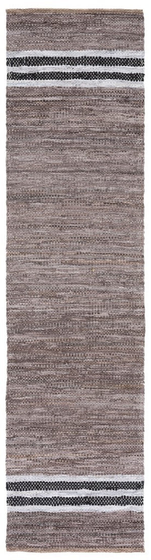 Vintage Hand Woven Leather and Cotton Rug – Elegant Home Décor with Unique Texture from India