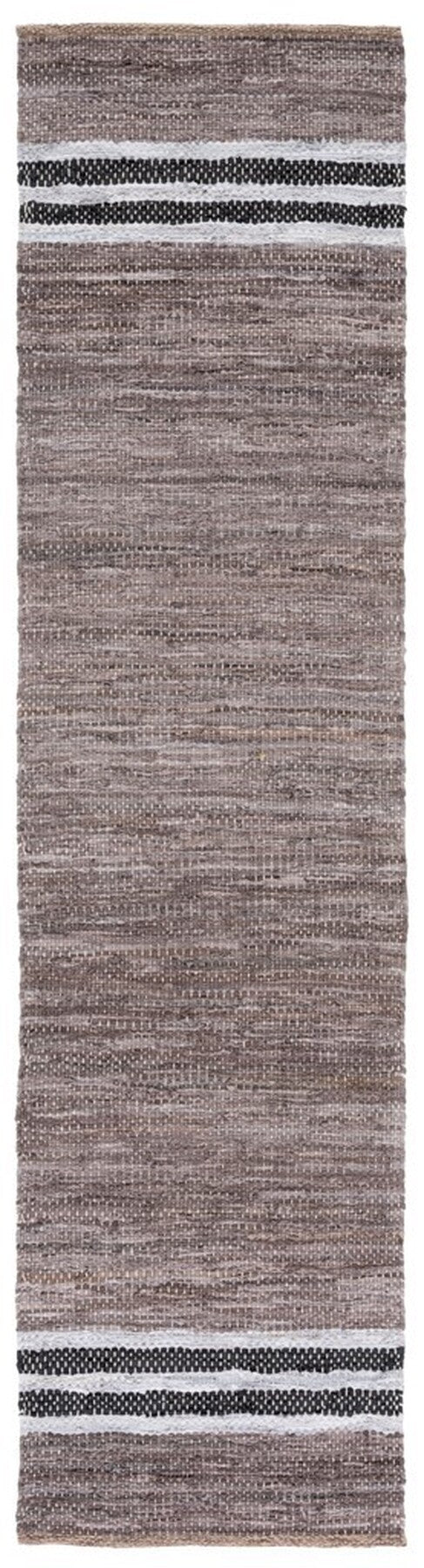 Vintage Hand Woven Leather and Cotton Rug – Elegant Home Décor with Unique Texture from India