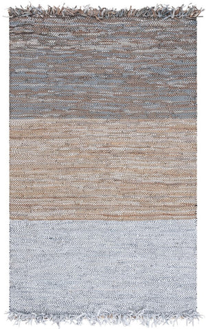Vintage Hand Woven Leather and Cotton Rug – Elegant Home Décor with Unique Texture from India