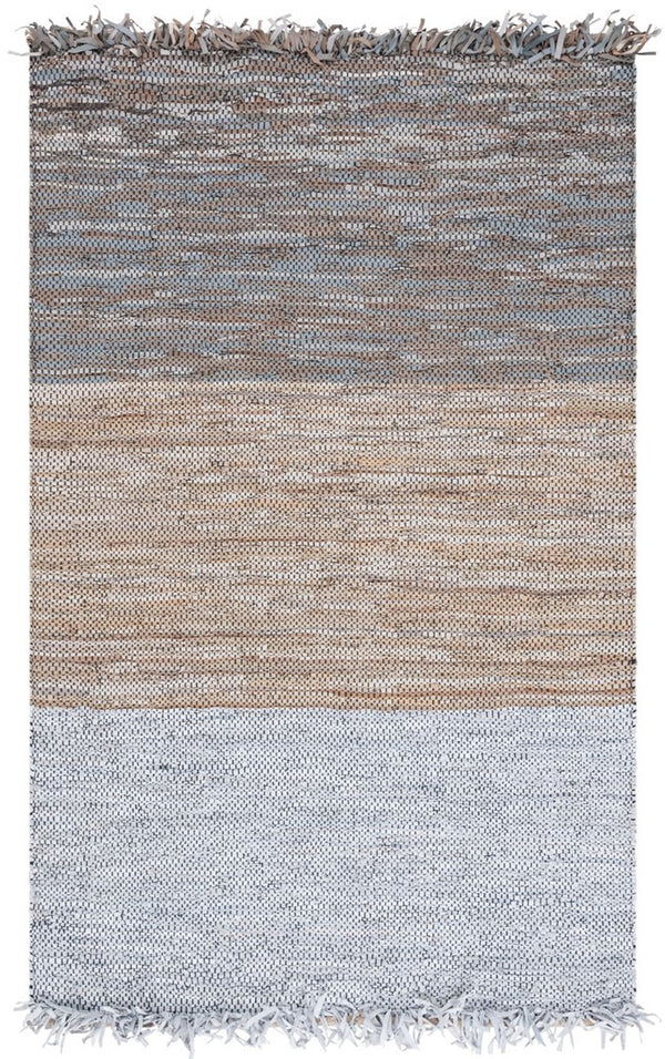 Vintage Hand Woven Leather and Cotton Rug – Elegant Home Décor with Unique Texture from India