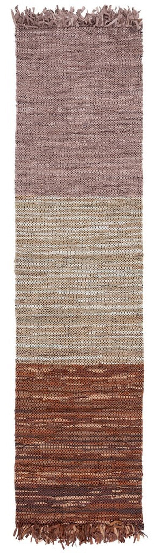 Vintage Hand Woven Leather and Cotton Rug – Elegant Home Décor with Unique Texture from India