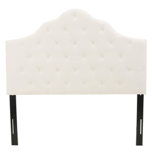 English Elm Christopher Knight Home® - Tufted Cloud-Shaped Upholstered Headboard Queen with Button Detail, Tall Solid Wood Frame & Metal Legs Ivory 59024.00