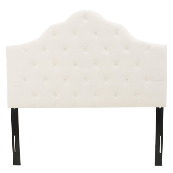 English Elm Christopher Knight Home® - Tufted Cloud-Shaped Upholstered Headboard Queen with Button Detail, Tall Solid Wood Frame & Metal Legs Ivory 59024.00
