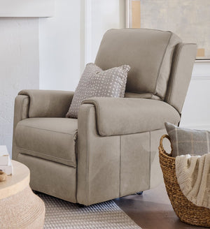 Hooker Furniture Somers Power Recliner Featuring Zero-Gravity Recline, Adjustable Headrest, Nubuck Leather, Usb Port Light Gray SS718-PHZ1-090