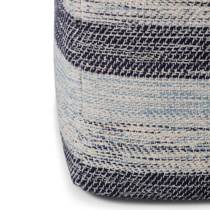 English Elm Clay Square Pouf - Handcrafted Blue Melange Accent Seat For Living Room, Bedroom & Small Spaces B136P159270