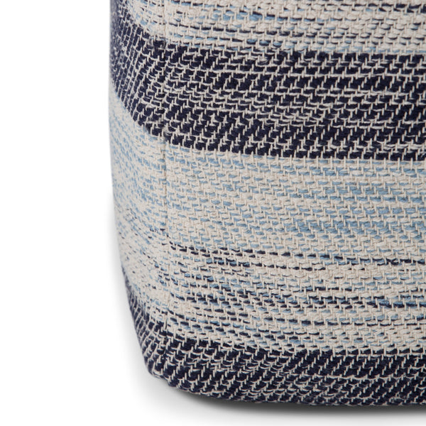 English Elm Clay Square Pouf - Handcrafted Blue Melange Accent Seat For Living Room, Bedroom & Small Spaces B136P159270