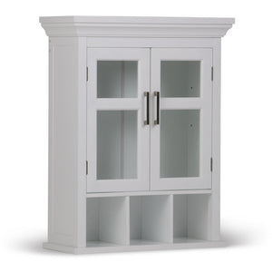 English Elm Avington Two Door Wall Cabinet With Adjustable Shelf & Open Cubbies - Stylish Pure White Storage Solution B136P158503