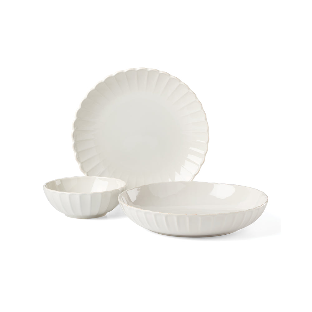 Lenox French Perle Scallop White 12-Piece Dinnerware Set White, WHITE STONEWARE 897194