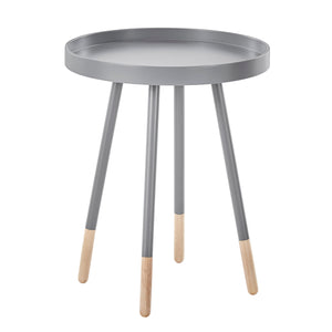 Homelegance By Top-Line Asher Paint-Dipped Round Tray-Top End Table Grey Rubberwood