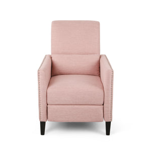 English Elm Pushback Recliner Accent Chair Solid Birch Frame Rivet Detail Mid-century Living Room Seat Blush 65532.00LBLSH