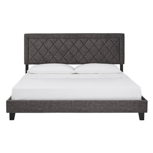 Homelegance By Top-Line Terrell Black Finish Frame with Velvet Fabric Platform Bed Grey Velvet