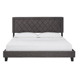 Homelegance By Top-Line Terrell Black Finish Frame with Velvet Fabric Platform Bed Grey Velvet