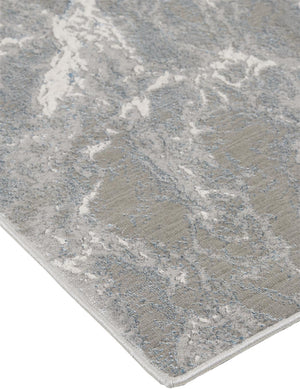 Feizy Rugs Azure Contemporary Abstract Low Pile Rug - Stain-resistant, Durable, And Perfect For High Traffic Areas Silver,Gray,Ivory Polyester,Polypropylene Azr3539fgryblup18