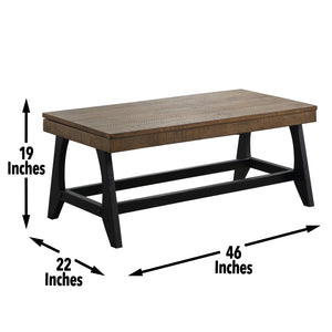 English Elm Steve Silver - Ralston Caramel & Ebony 3-Piece Occasional Table Set — Hardwood Solids, Plank Top, Distressed Heirloom Finish B081S00428