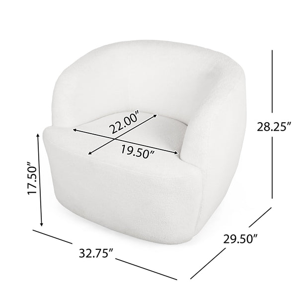 English Elm Christopher Knight Home® - Swivel Upholstered Accent Chair with Plush Fabric Comfort and 360° Rotation for Living Rooms White 74240.00WHI