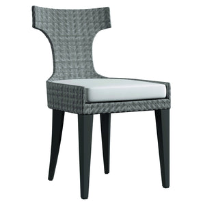Bernhardt Bernhardt Sarasota Wicker Side Chair — Hourglass Silhouette, Herringbone Pe Wicker, Weather-Resistant Cushion X01543Q