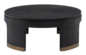 Bernhardt Bernhardt Raffia Round Cocktail Table 44.25" Black Gmelina Base Sculptural Legs Antique Satin Gold Caps 421015