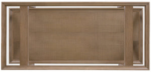 Hooker Furniture Sonnet Wren Finish Rectangle Cocktail Table With Tempered Glass Top, Woven Cane Shelf, Minimalist Style 6072-80110-85