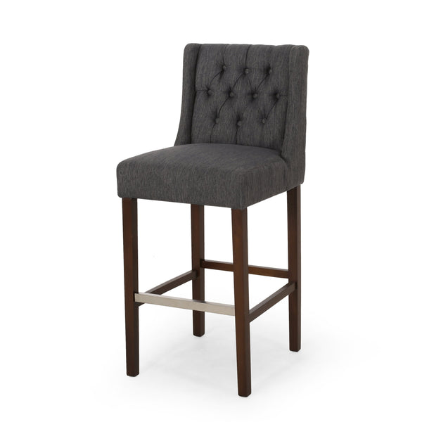 English Elm Christopher Knight Home® - Modern Metal Leg Bar Stool with High-Density Fabric Seat, 30" Counter Height, Commercial-Grade Comfort and Durability Charcoal 70678.00FCHAR