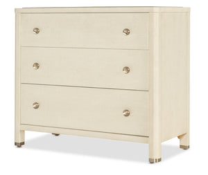 Hooker Furniture Archives Raffia Three-Drawer Chest — Coastal Flax Finish, Woven Cane Accents, Oak-Veneer Drawers For Durable Storage 6123-90110-05