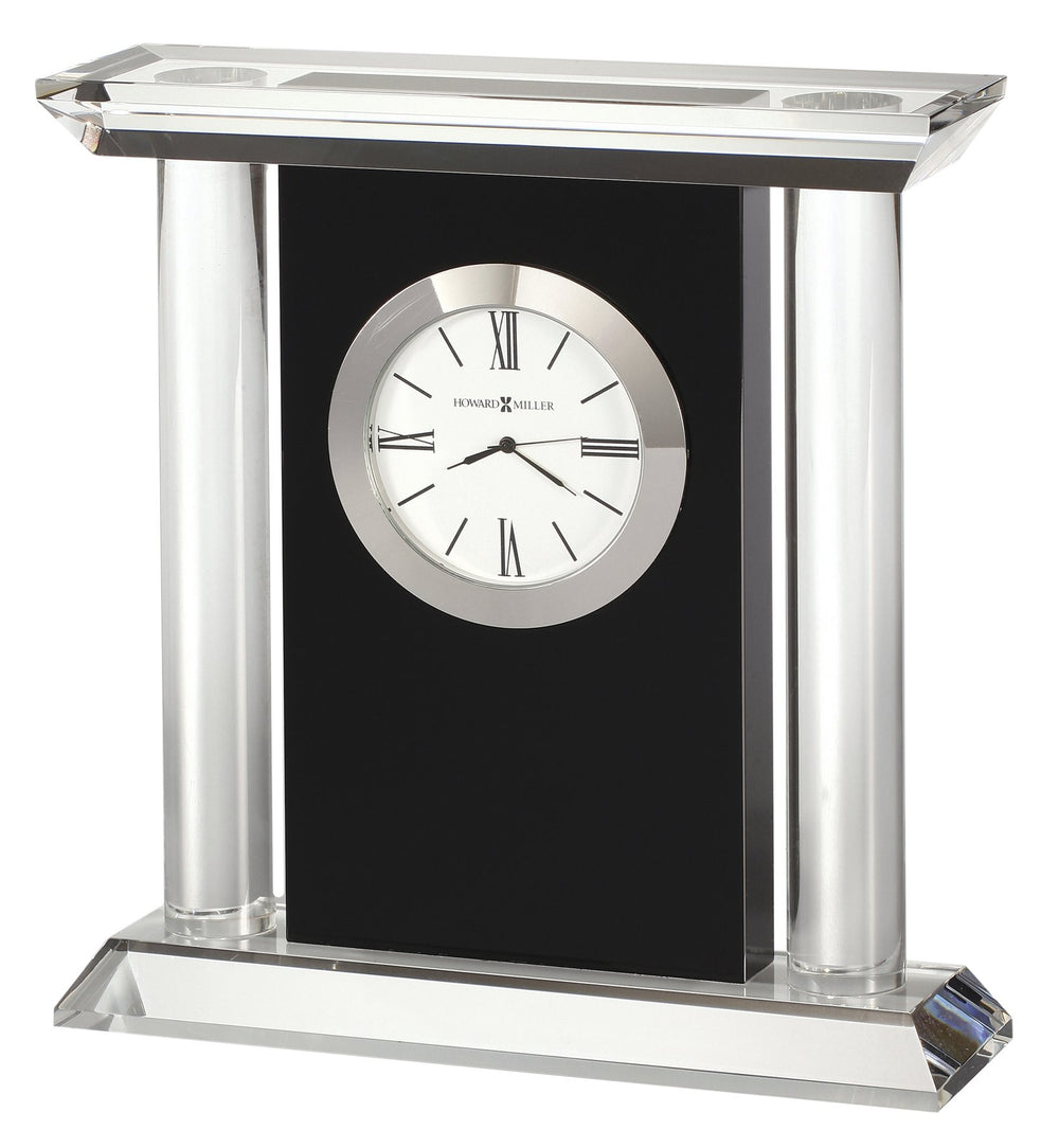 Hekman Furniture 645745 Colonnade Tabletop Clock - Elegant Optical Crystal & Black Glass Design With Roman Numerals  Colonnade Tabletop Clock 645745