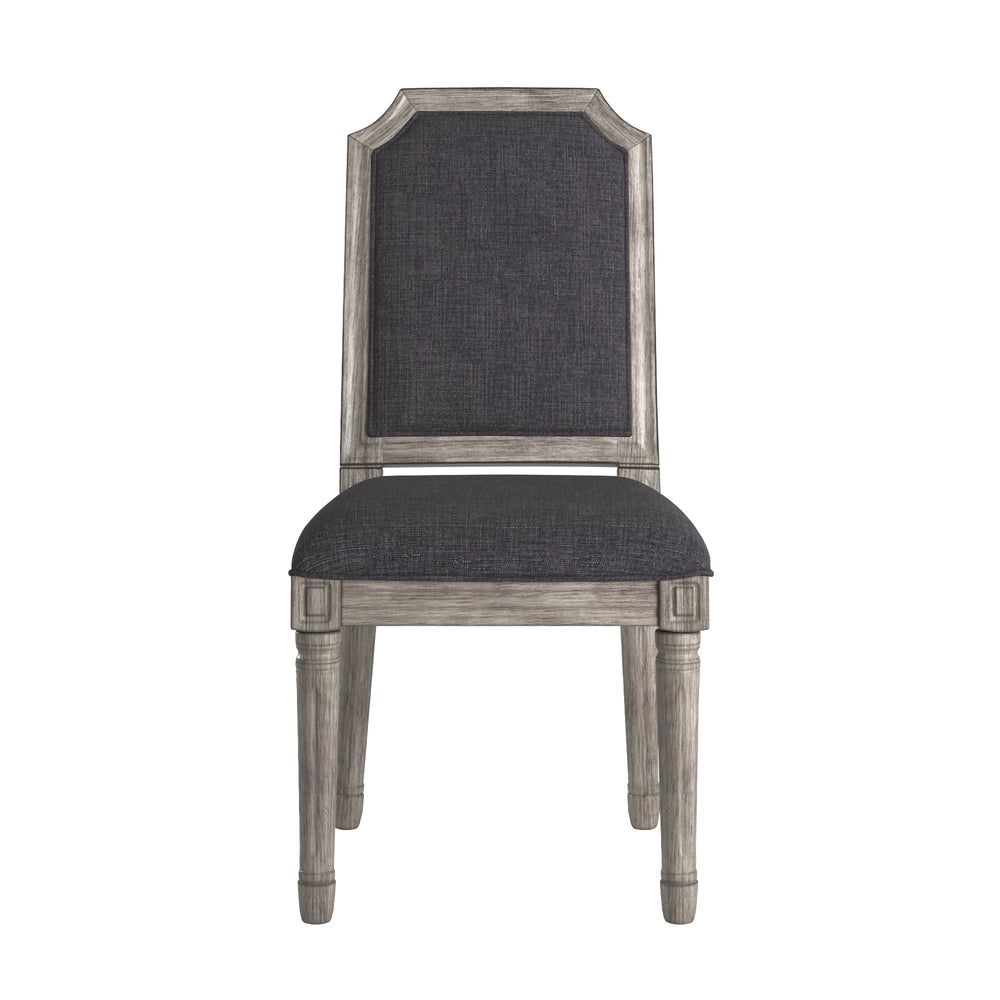 Homelegance By Top-Line Mayer Arched Linen and Wood Dining Chairs (Set of 2) Dark Grey Rubberwood