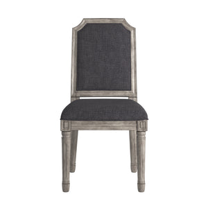 Homelegance By Top-Line Mayer Arched Linen and Wood Dining Chairs (Set of 2) Dark Grey Rubberwood