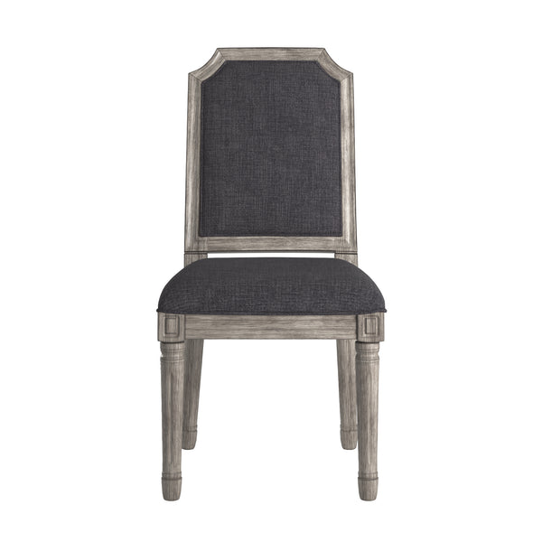 Homelegance By Top-Line Mayer Arched Linen and Wood Dining Chairs (Set of 2) Dark Grey Rubberwood