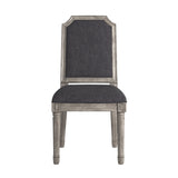 Homelegance By Top-Line Mayer Arched Linen and Wood Dining Chairs (Set of 2) Dark Grey Rubberwood